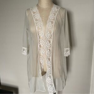 Pandora sheer lace trimmed bed jacket size S